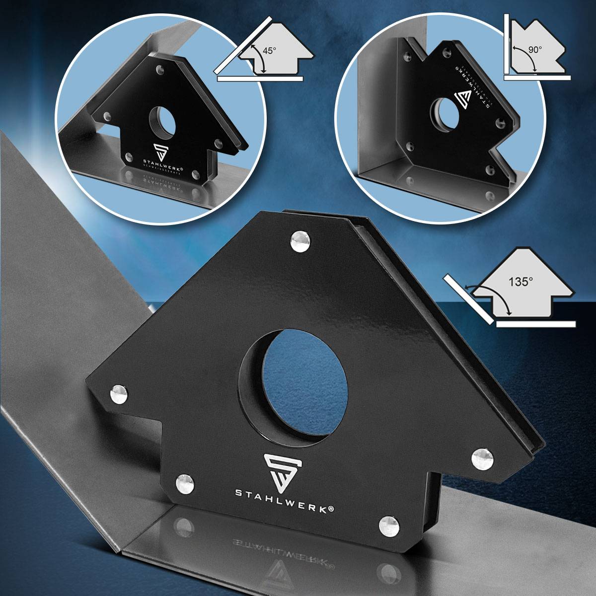 STAHLWERK 2er Set Magnet-Schweißwinkel 34 kg, 75 lbs mit starker Haftkraft