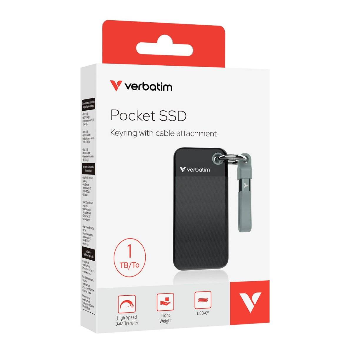 Pocket Festplatte mit Schlüsselring SSD, USB 3.2, Typ-C 2TB Schwarz-Grau
