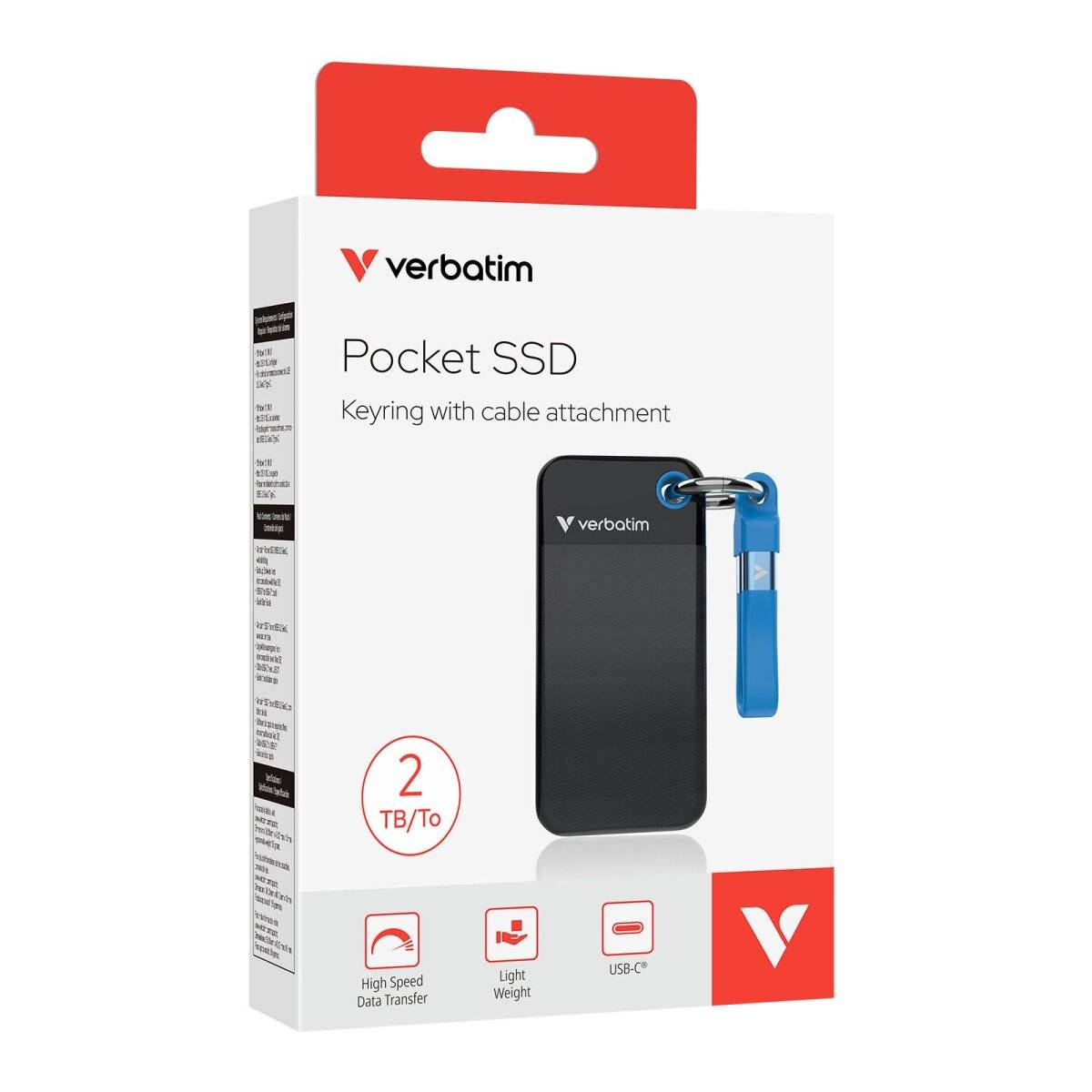 Pocket Festplatte mit Schlüsselring SSD, USB 3.2, Typ-C 2TB Schwarz-Blau
