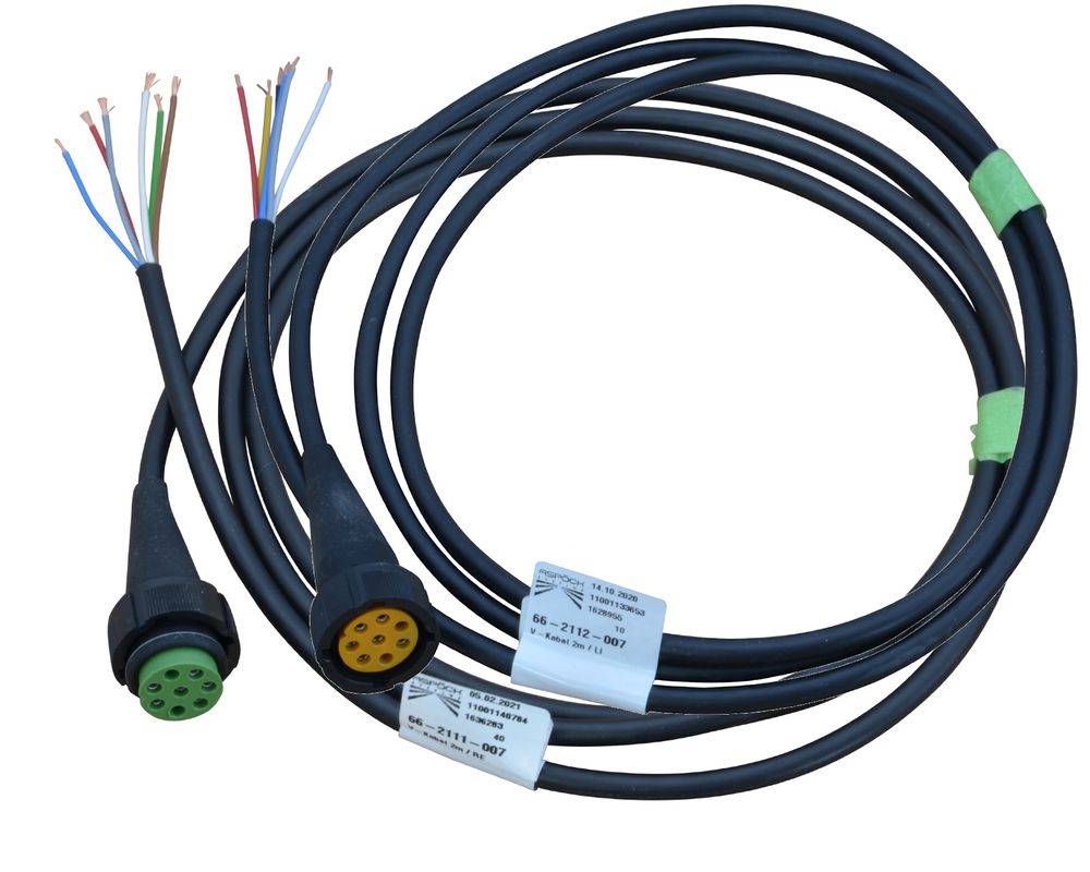 Aspöck - open End - Kabel 2m - 8polig - Bajonett Anschluss - Gelb + Grün