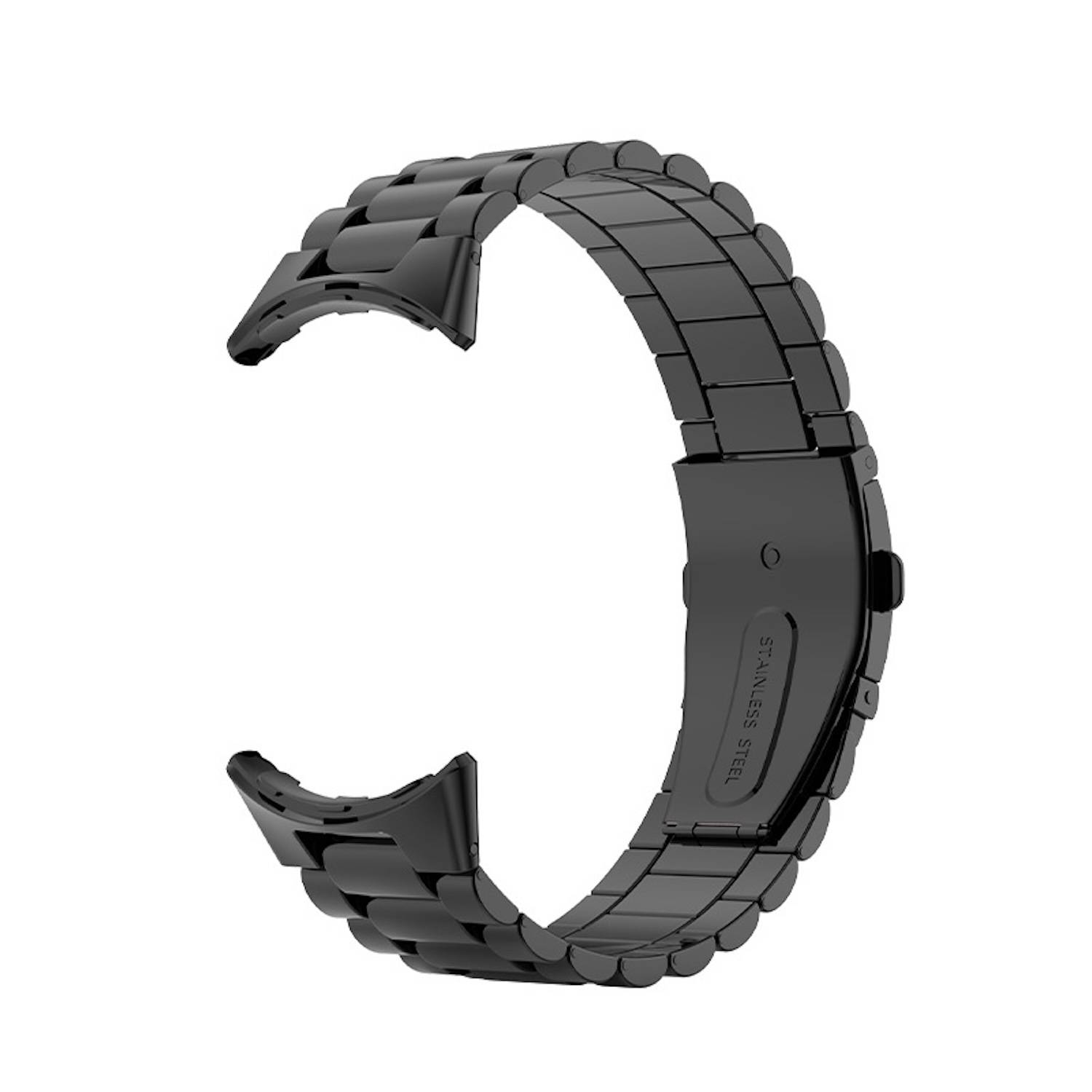 Für Google Pixel Watch 3 45mm Three Bead Edelstahl Ersatz Smart Watch Arm Band Schwarz