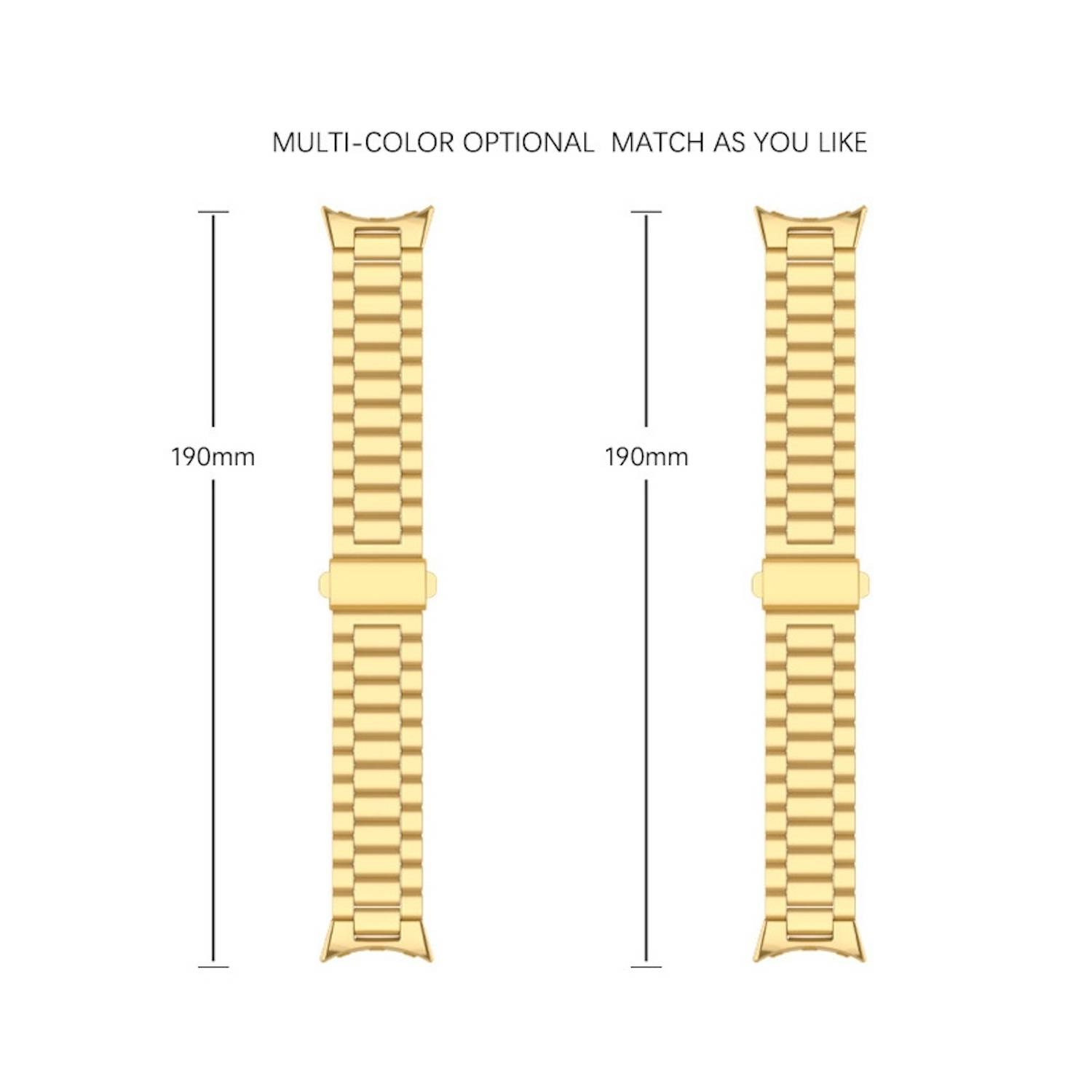 Für Google Pixel Watch 3 45mm Three Bead Edelstahl Ersatz Smart Watch Arm Band Gold