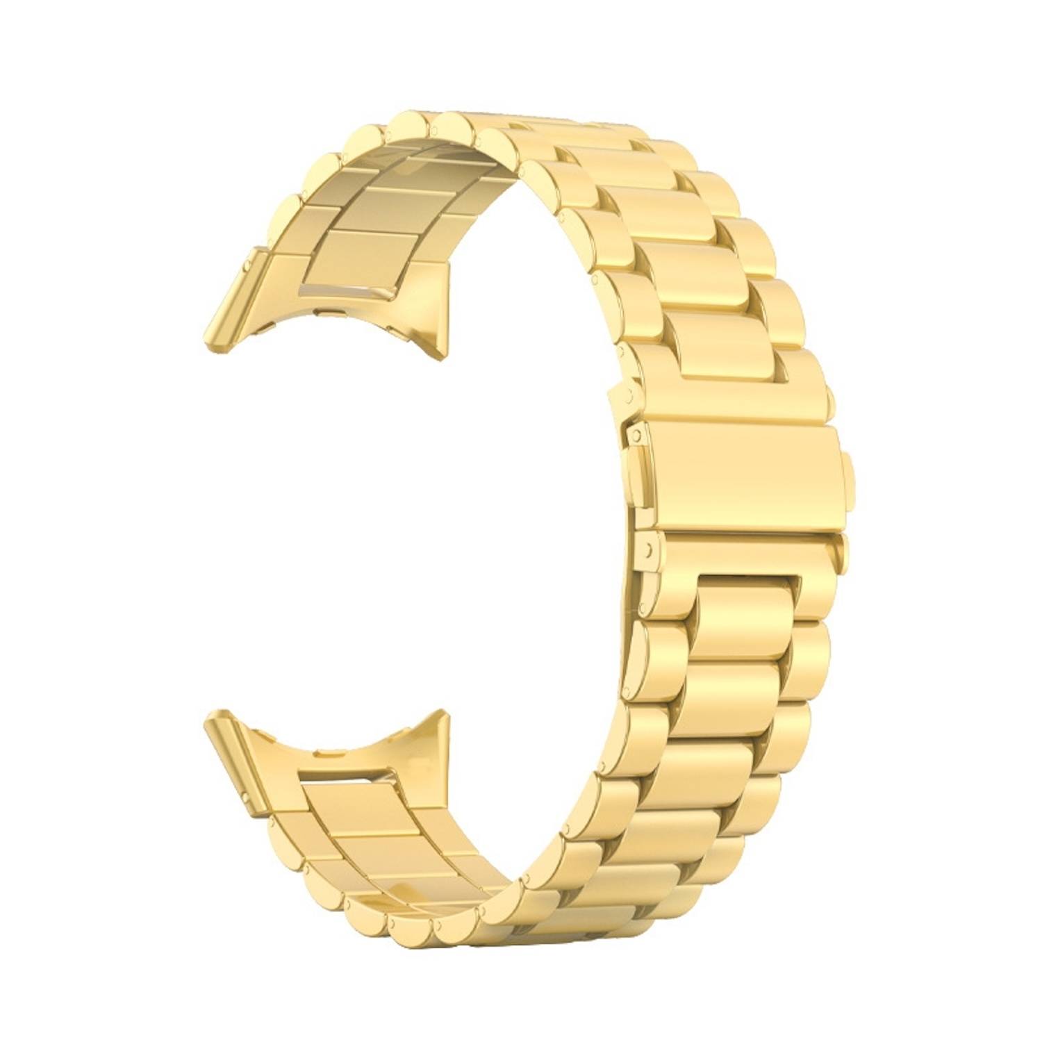 Für Google Pixel Watch 3 45mm Three Bead Edelstahl Ersatz Smart Watch Arm Band Gold