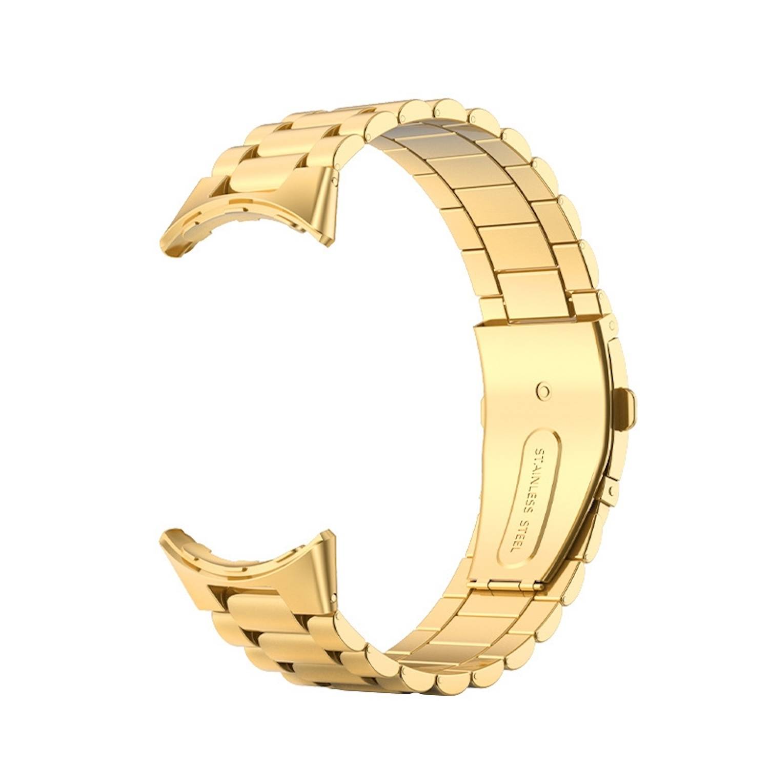 Für Google Pixel Watch 3 45mm Three Bead Edelstahl Ersatz Smart Watch Arm Band Gold