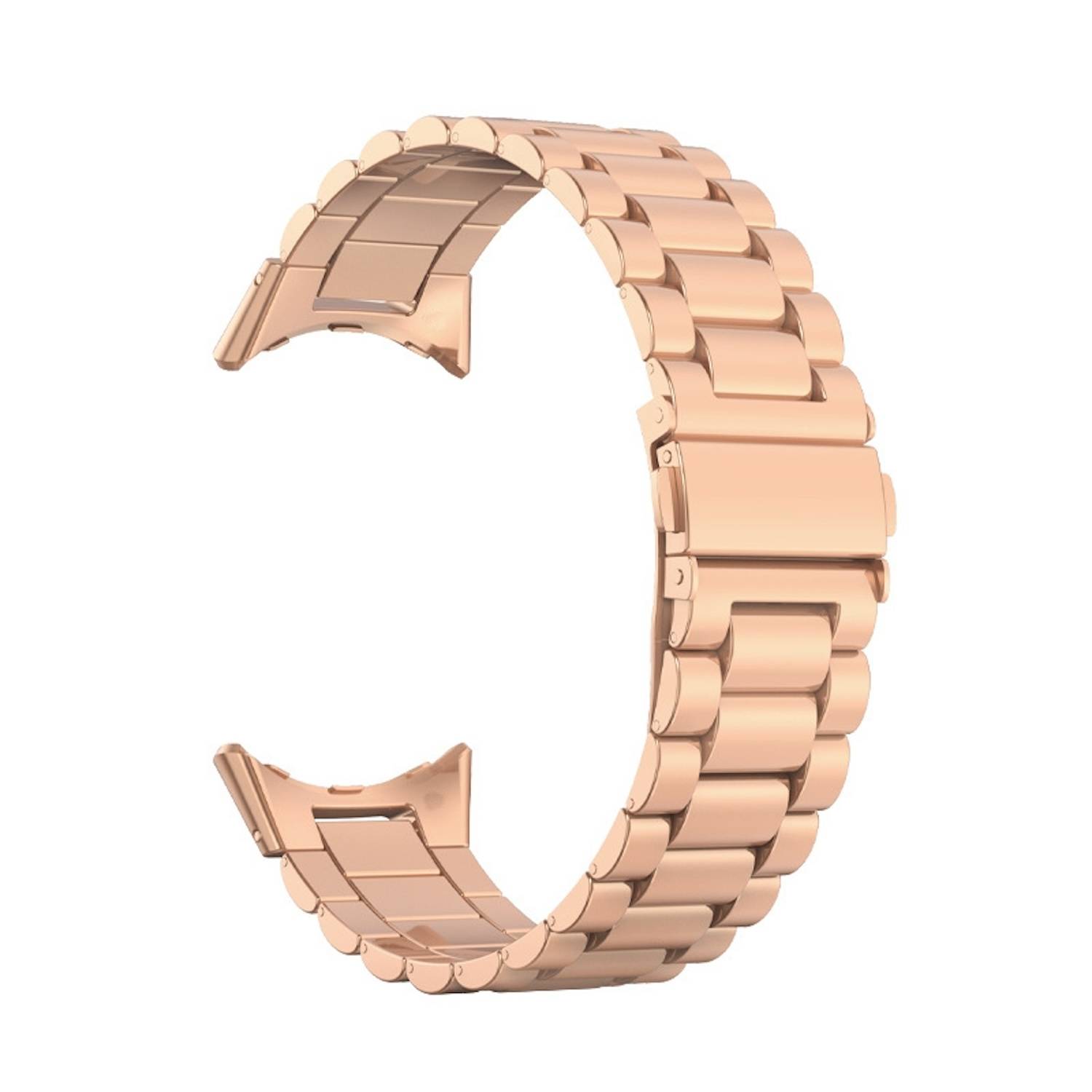 Für Google Pixel Watch 3 45mm Three Bead Edelstahl Ersatz Smart Watch Arm Band Rose Gold