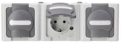 KOPP APWG Blue Electric 1313.5600.5 Schuko 3fach grau waagerecht Install.Baumaterial Schalter