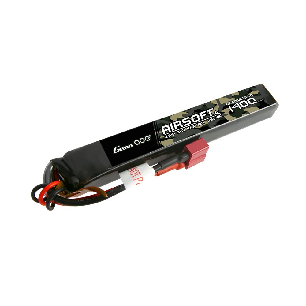 Gens ace - 7,4 Volt 1400mAh Li-Poly 25C 2S1P - Airsoft Gun Akku mit T-Plug