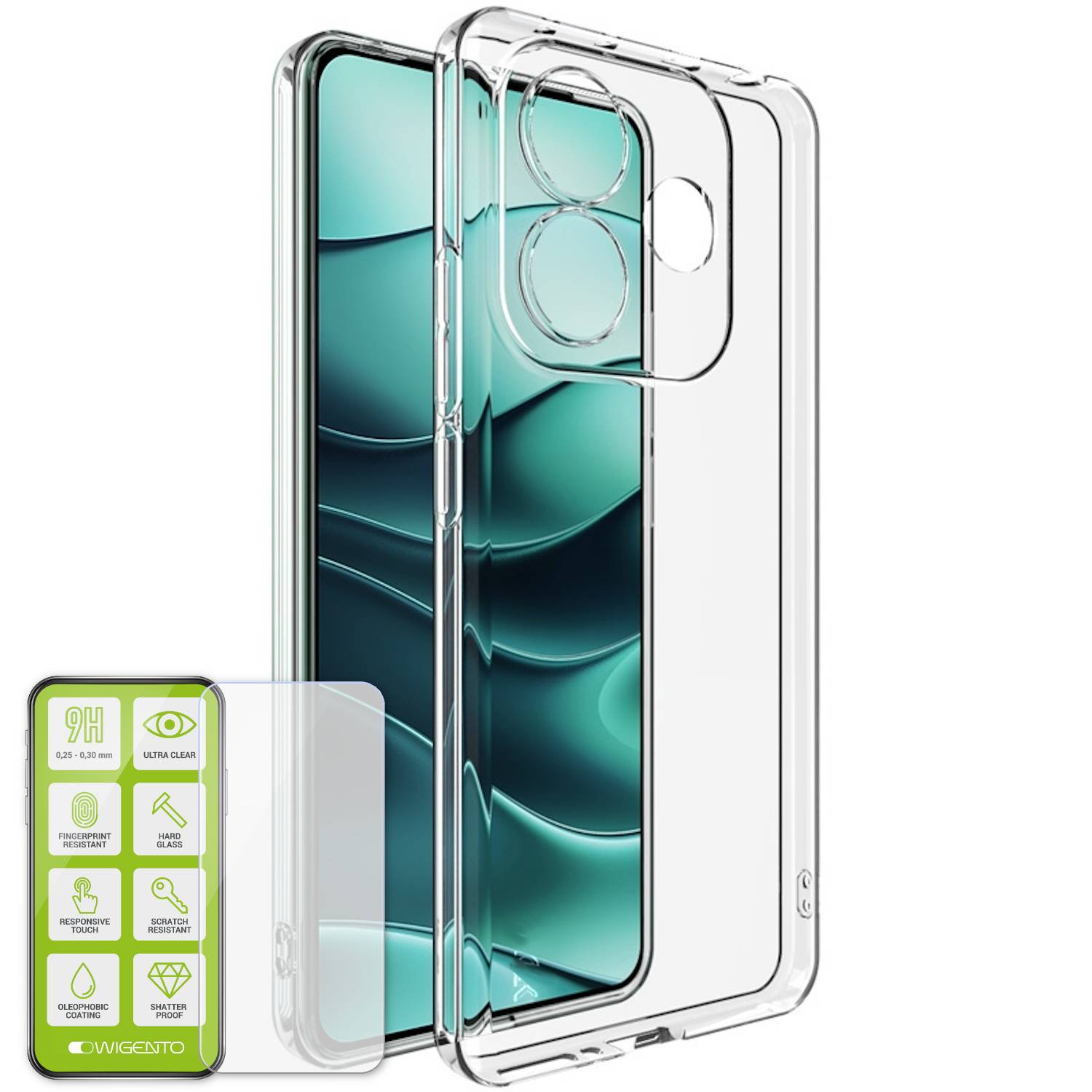 Für Xiaomi Redmi Note 14 5G Silikon TPU Schutz Hülle Dünn Transparent + H9 Hart Glas