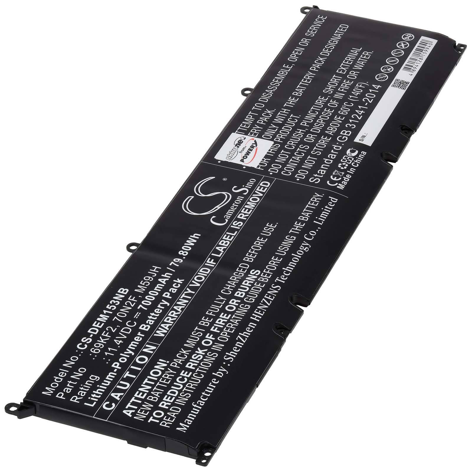 Powery Akku für Dell XPS 15 9500 Core i7 4K UHD Laptop, 11,4V, Li-Polymer