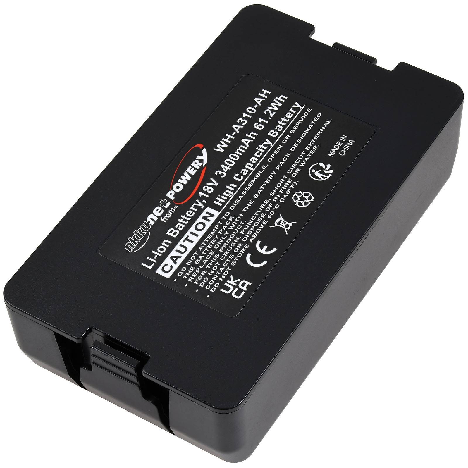 Ein rechteckiger Lithium-Ionen-Akku mit Etikett, auf dem folgendes zu sehen ist: „Premium Power