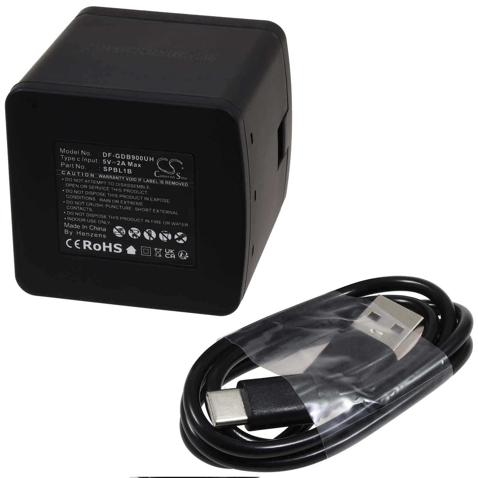 Powery Ladegerät kompatibel mit GoPro Typ AHDBT-901 lädt bis zu 3 Stück