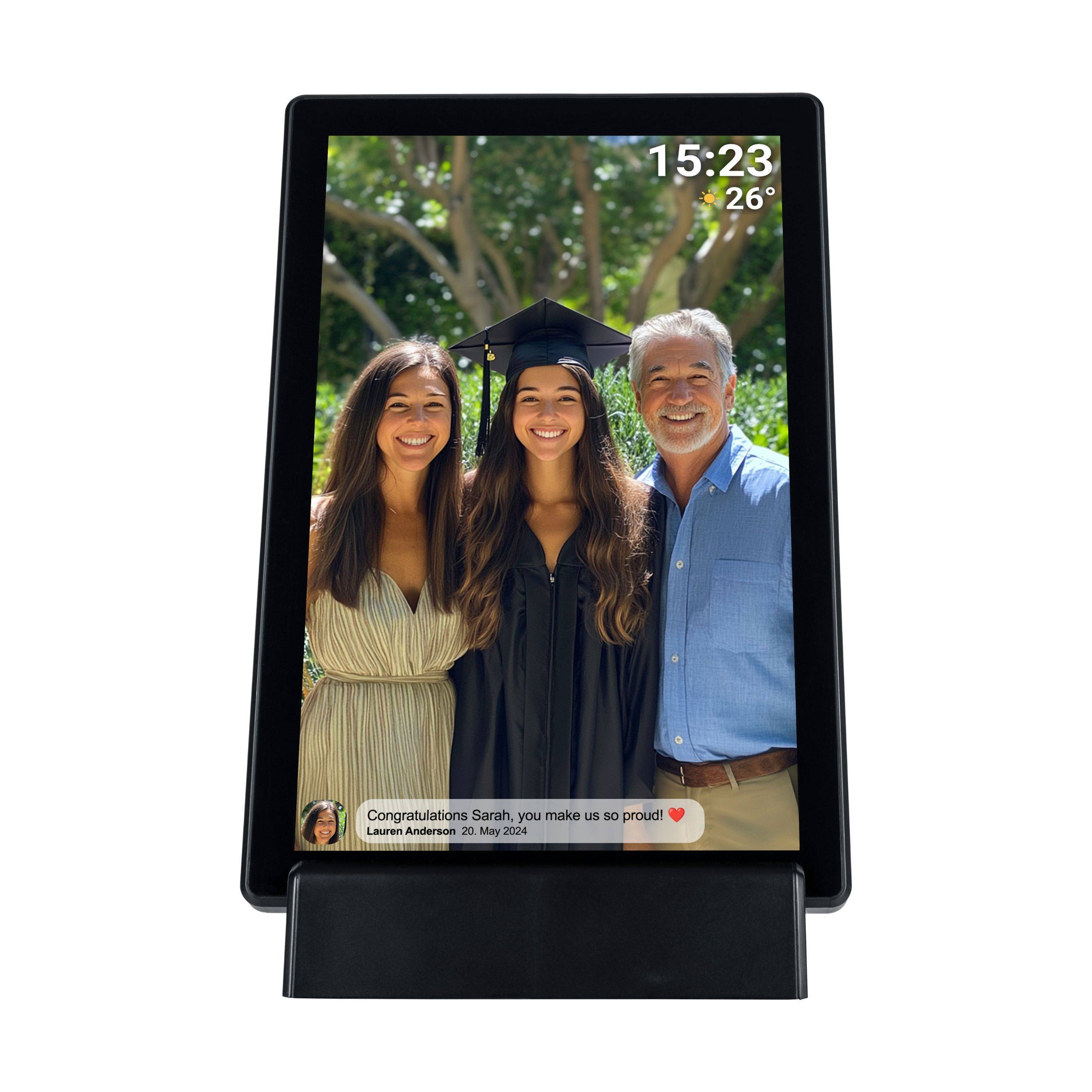 Denver PFF-1070B Digitaler Bilderrahmen | 10,1'' HD IPS Touchscreen,16 GB Speicher, FRAMEO-Software & integriertem Akku