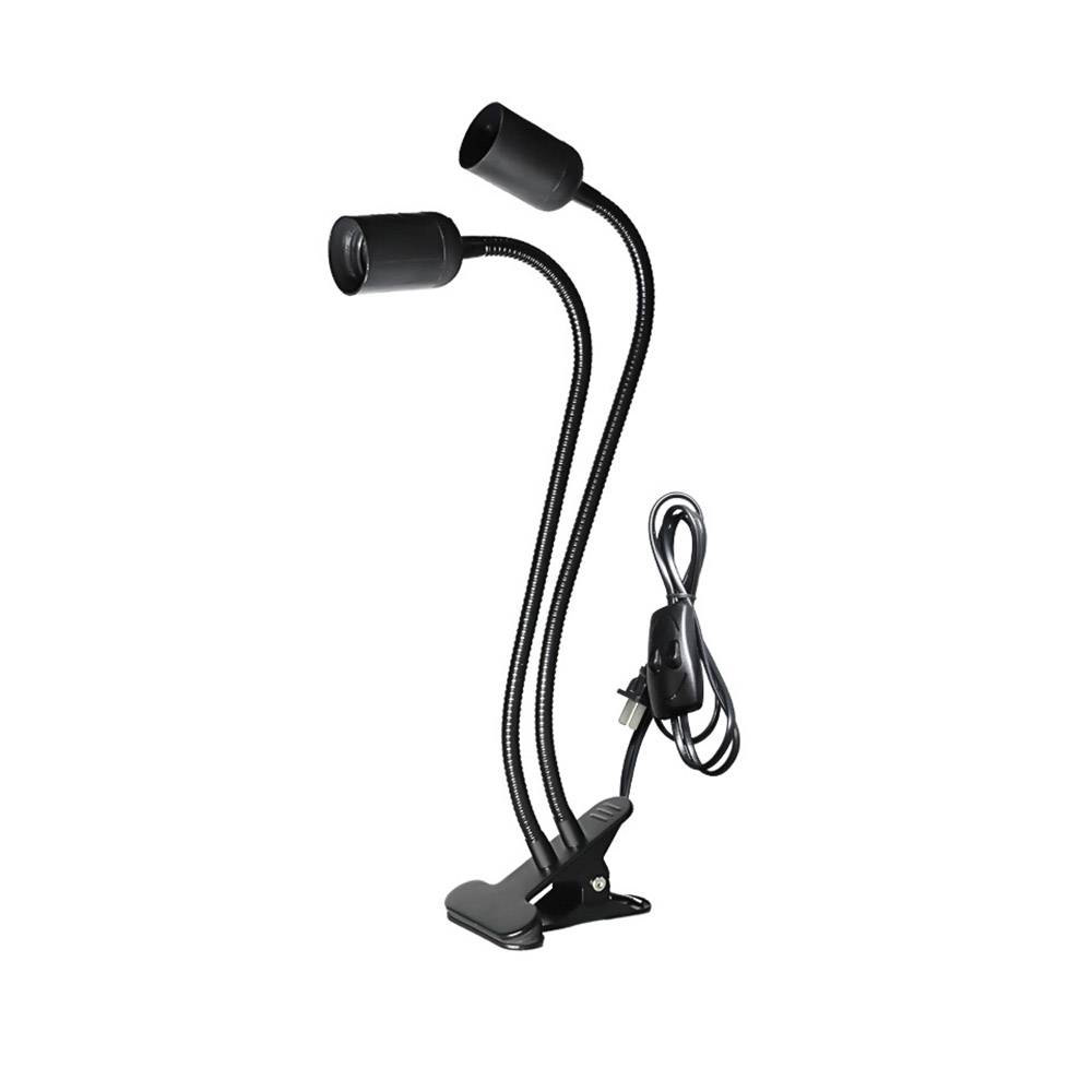 Universal E27 Doppelkopf Klemmleuchte Lampenhalter 360° Verstellbarer 400MM Länge für LED Pflanzenlicht