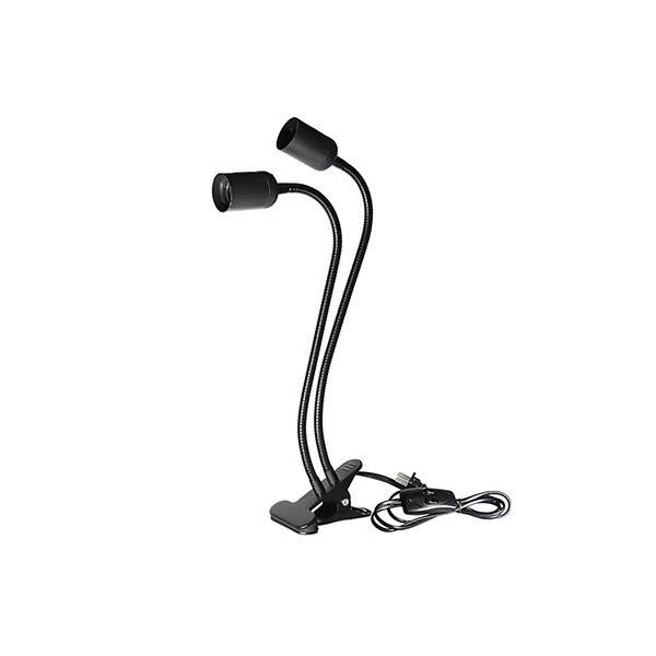 Universal E27 Doppelkopf Klemmleuchte Lampenhalter 360° Verstellbarer 400MM Länge für LED Pflanzenlicht