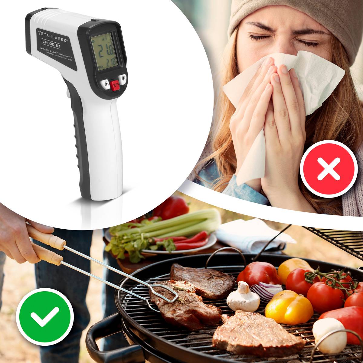 STAHLWERK Infrarot-Laser-Thermometer ILT-600 ST -50C° bis 600°C Pyrometer