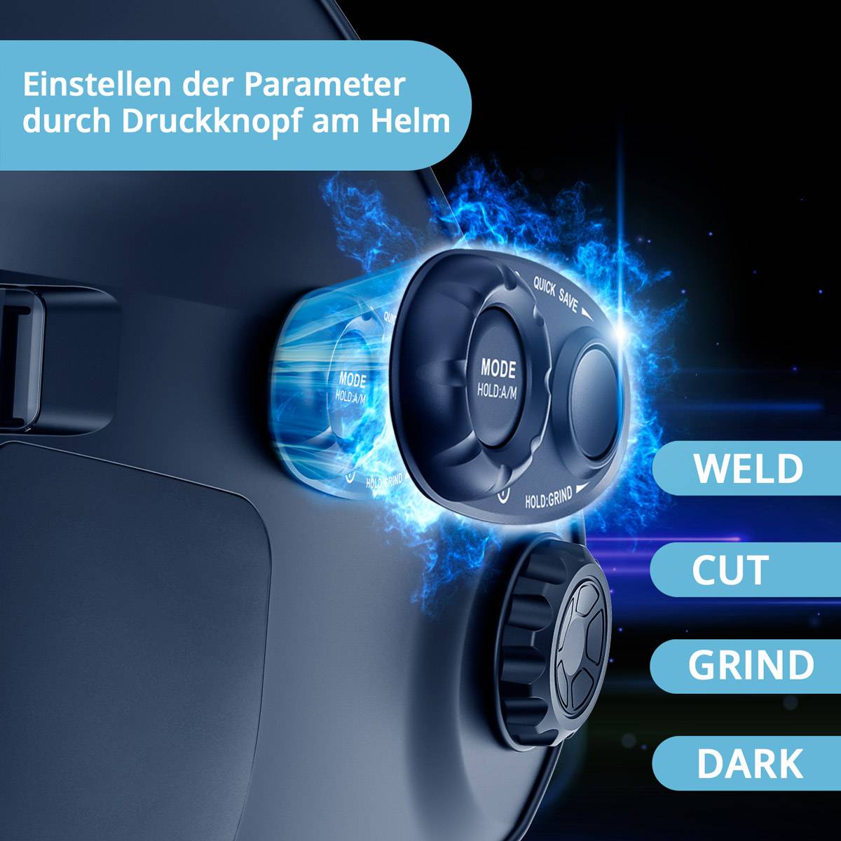 STAHLWERK Automatik-Schweißhelm SPLIT 3-in-1 mit 180° Sichtfeld, LCD-Farbdisplay