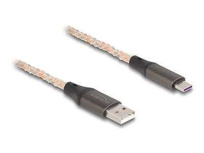 DELOCK USB 2.0 Kabel Typ-A zu USB Type-C mit RGB Beleuchtung Multimedia-Technik USB-Kabel