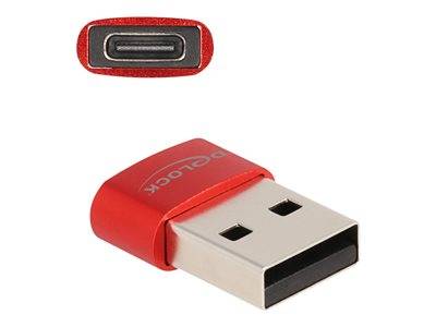 DELOCK USB2.0 Adapter USB Typ-A Stecker zu USB Type-C Bu rot / Konverter USB
