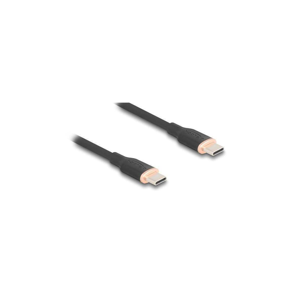81240 - USB 2.0 Kabel USB Type-C Stecker zu Stecker PD 3.0 60 W 4 m schwarz Silik