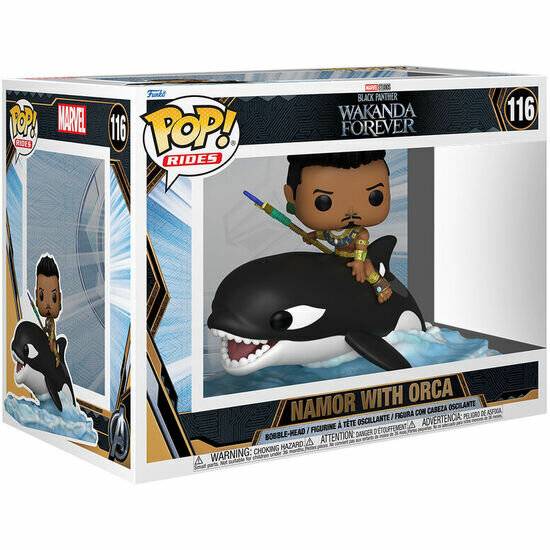 POP FIGUR MARVEL SCHWARZER PANTHER WAKANDA FÜR IMMER NAMOR MIT ORCA