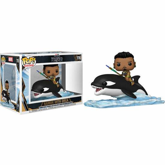 POP FIGUR MARVEL SCHWARZER PANTHER WAKANDA FÜR IMMER NAMOR MIT ORCA