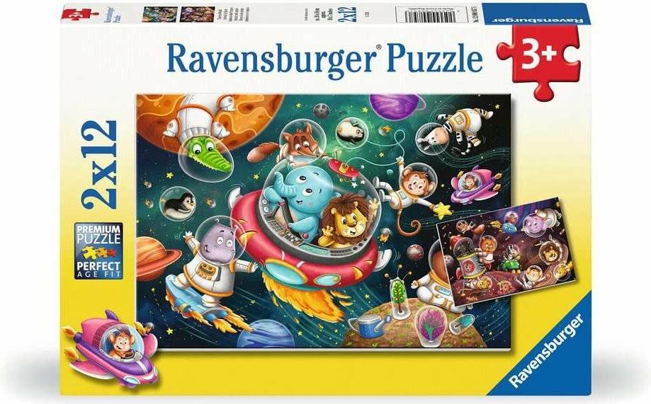 Ravensburger - Puzzle Tiere im Weltraum 2x12p