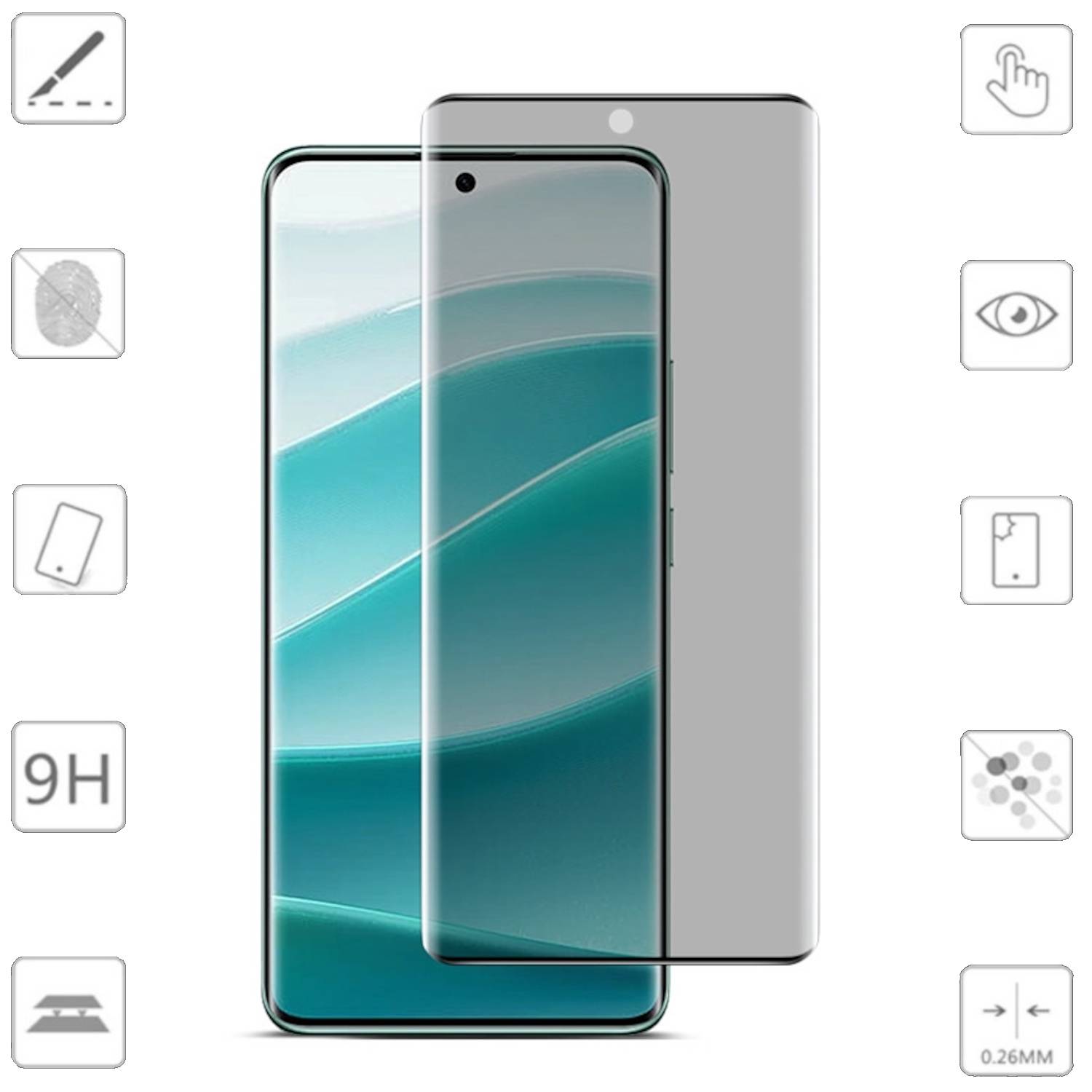 Für Xiaomi Redmi Note 14 Pro 5G / Pro Plus 5G 4D Privacy Display Full LCD Curved H9 Hart Glas Folie Panzer Schutz Zubehör
