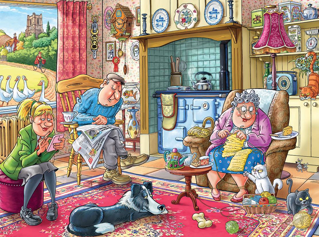 Jumbo Spiele 1119800172 Wasgij Mystery 17 Friede, Freude, Eierkuchen! 950 Teile Puzzle