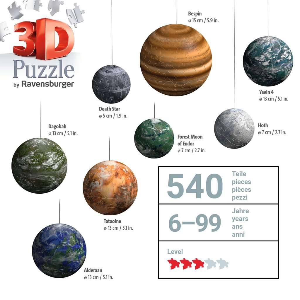 3D Puzzle Ball Sortiment: Himmelskörper der Star Wars Galaxie