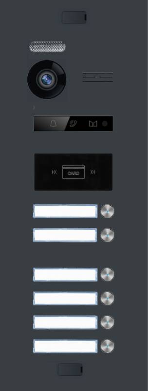 BALTER EVO-MINI Video Türsprechanlage 2-Draht Komplett-Set 6-Familie mit RFID-Funktion Anthrazitgrau - Weiß