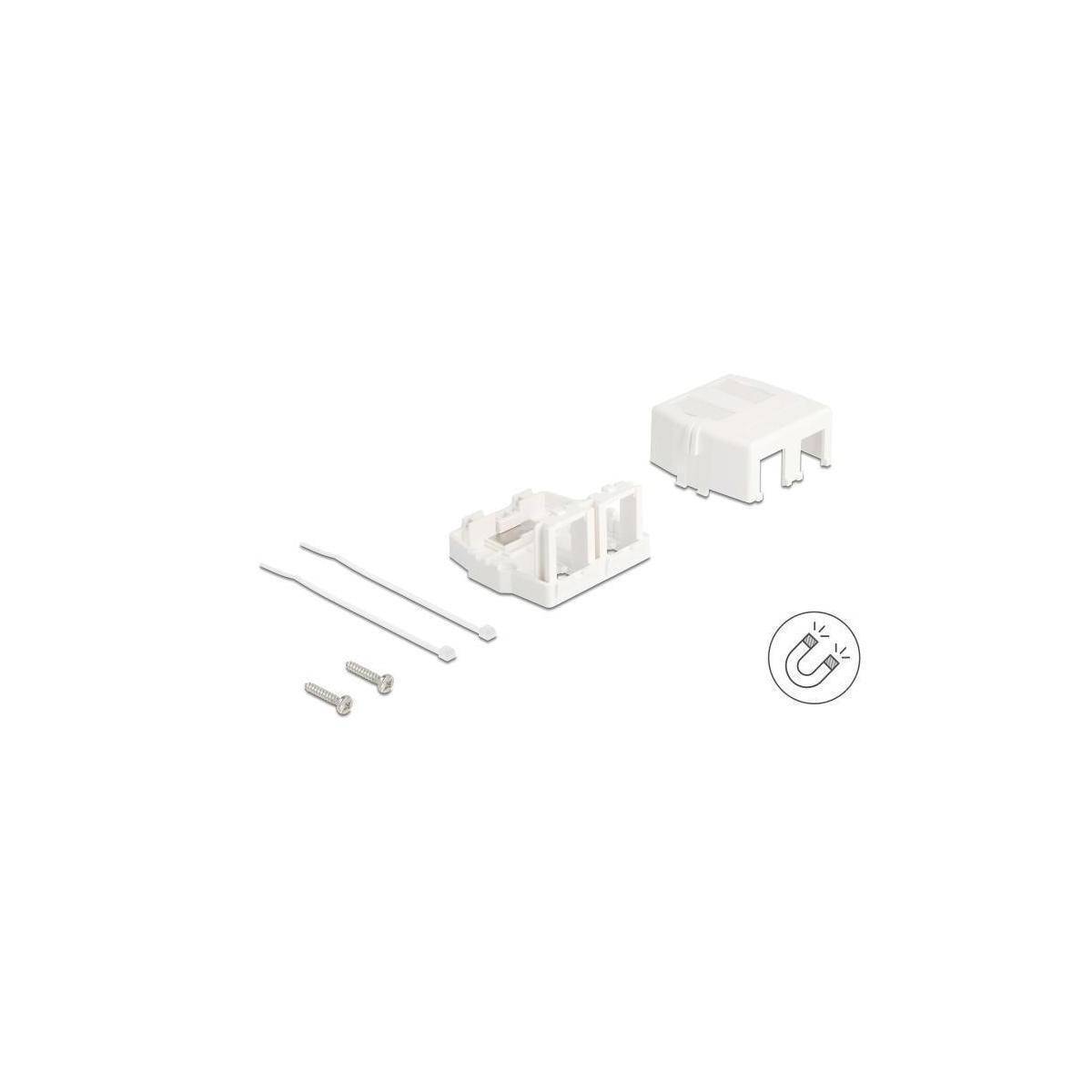 Delock Keystone Leergehäuse 2 Port mit magnetischer Unterseite weiß