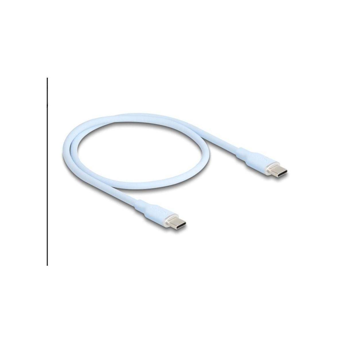 81233 - USB 2.0 Kabel USB Type-C Stecker zu Stecker PD 3.0 60 W 0,5 m blau Siliko