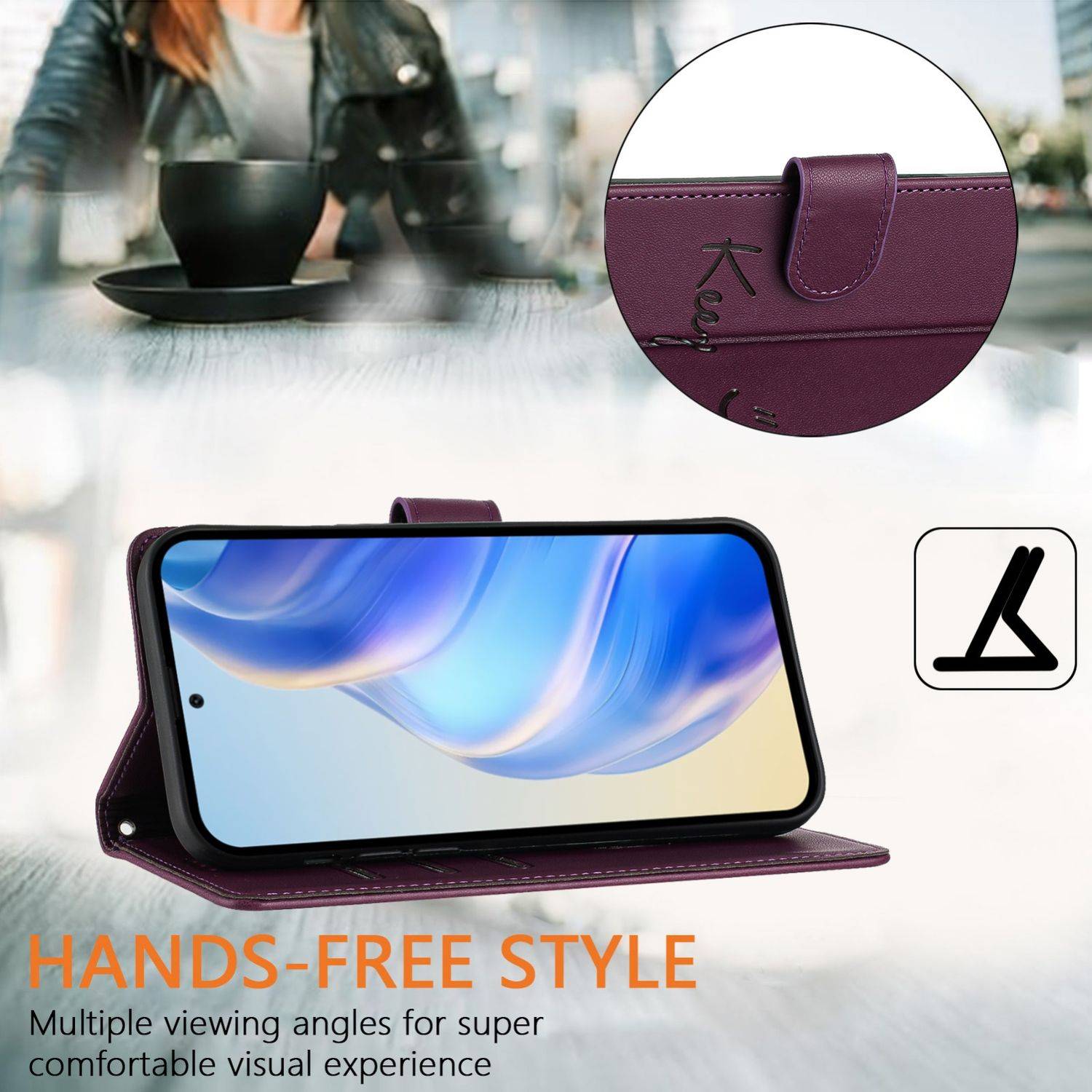 Für ZTE Blade V60 Vita / Axon 60 Lite Keep Smile Kunst Leder RFID Schutz Handyhülle Violett