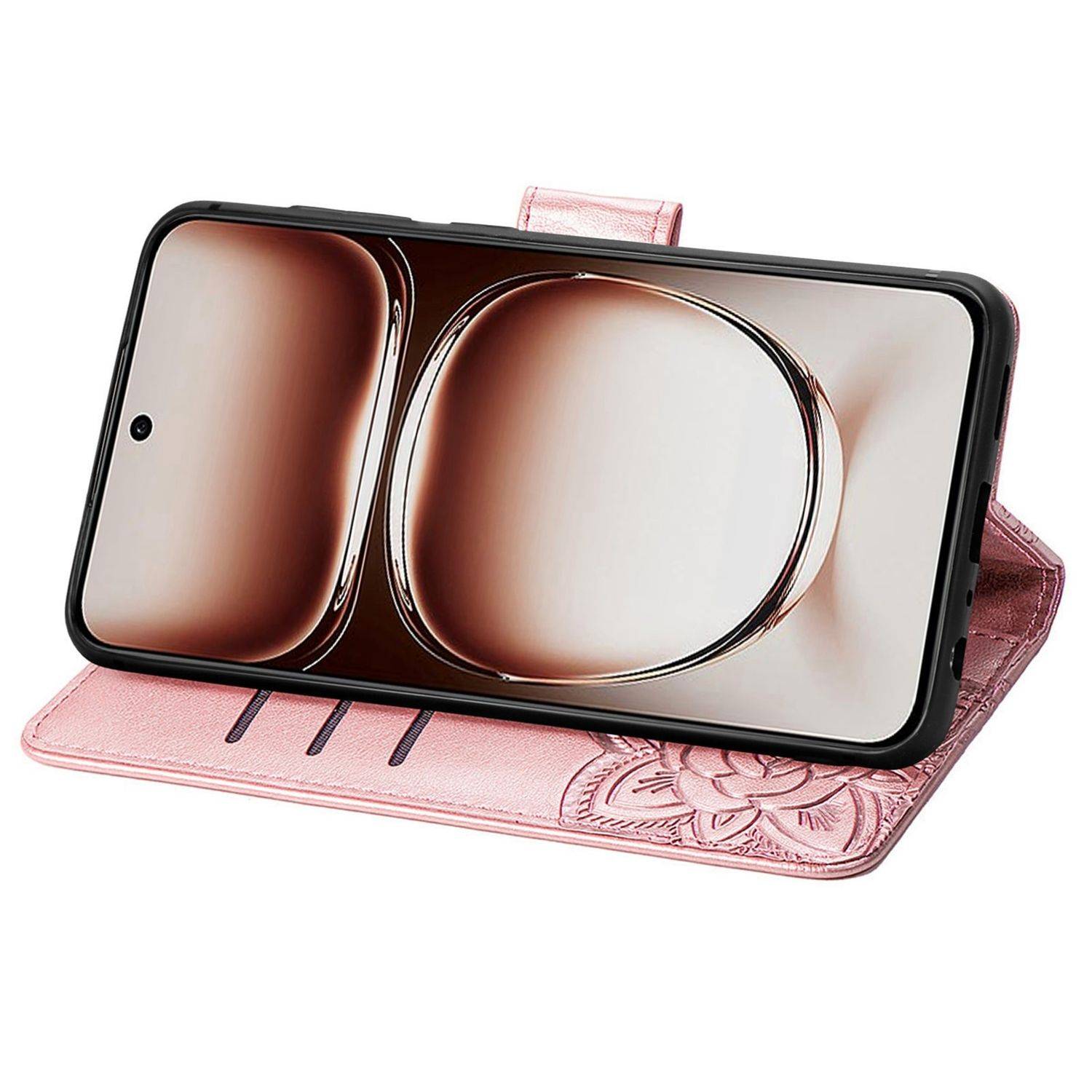 Für Xiaomi Redmi 14C Kunstleder Wallet Handy Tasche Schmetterling Design Hülle Etuis Rosa