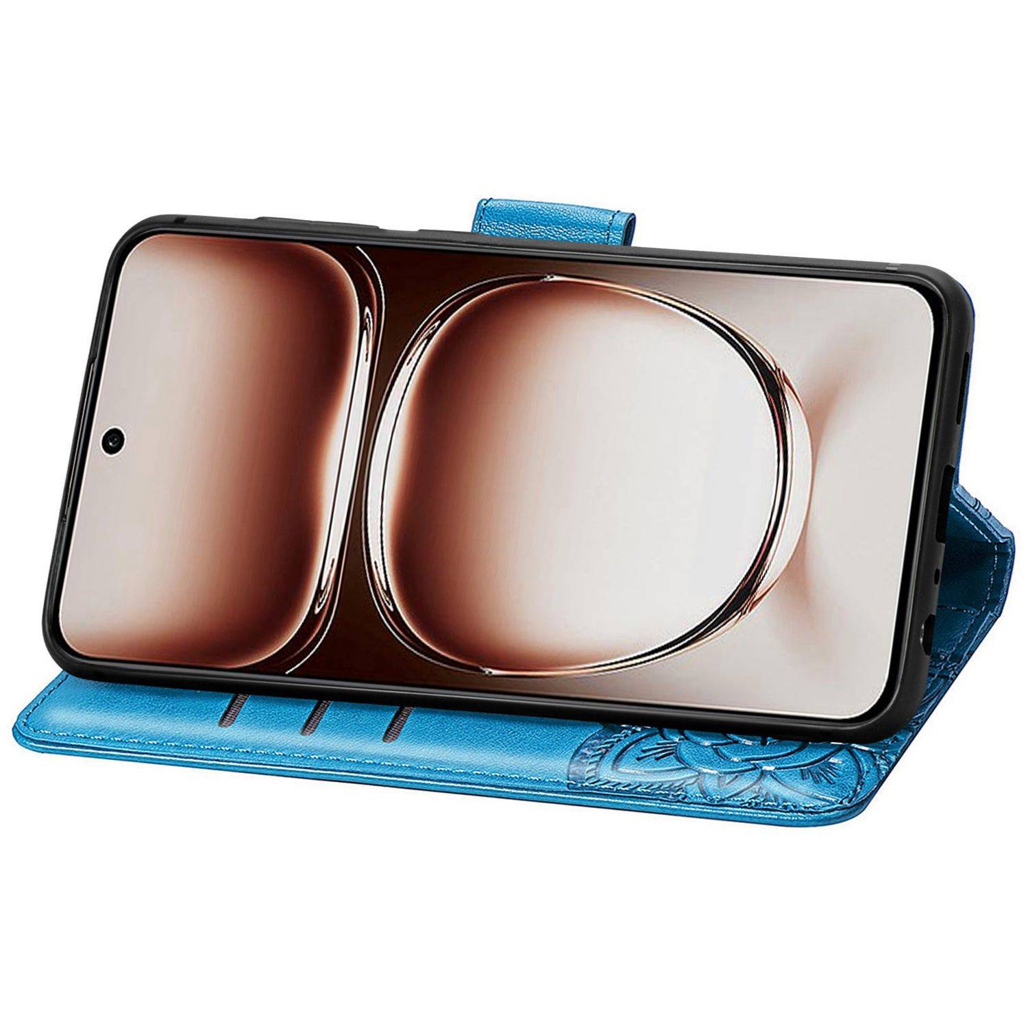 Für Xiaomi Redmi 14C Kunstleder Wallet Handy Tasche Schmetterling Design Hülle Etuis Blau