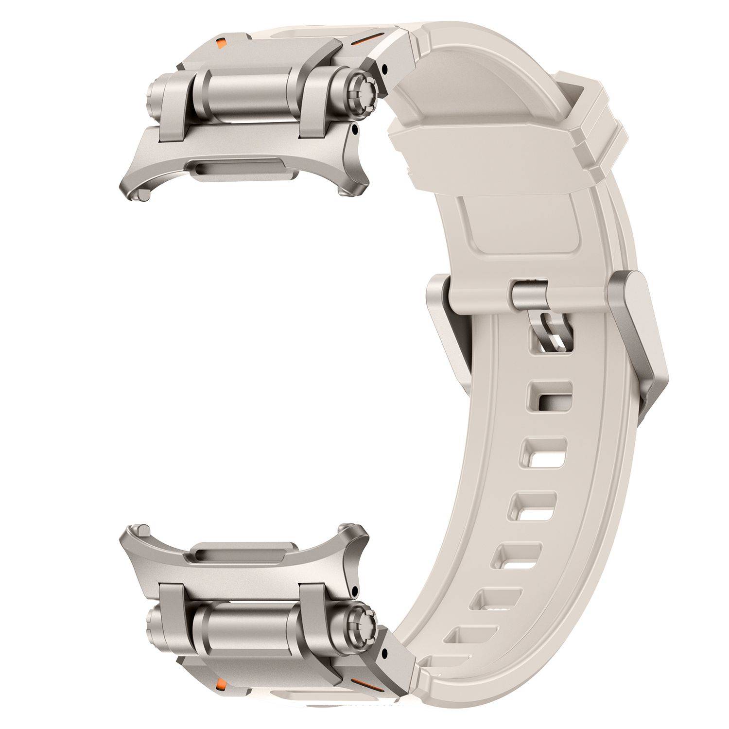 Für Samsung Galaxy Watch Ultra 47mm Silikon Armband mit Titanlegierung - Schnellverschluss Beige