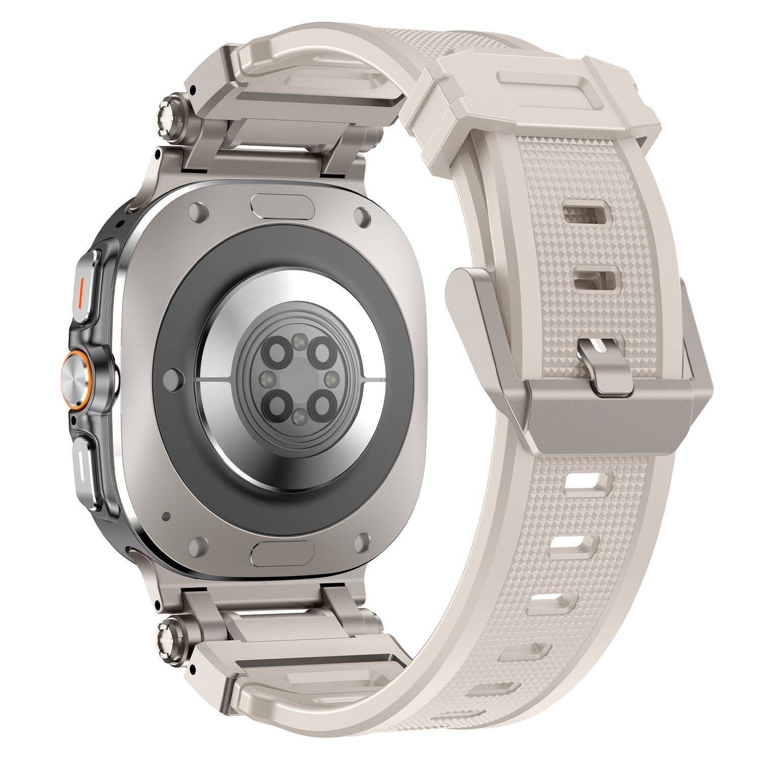 Für Samsung Galaxy Watch Ultra 47mm Silikon Armband mit Titanlegierung - Schnellverschluss Beige