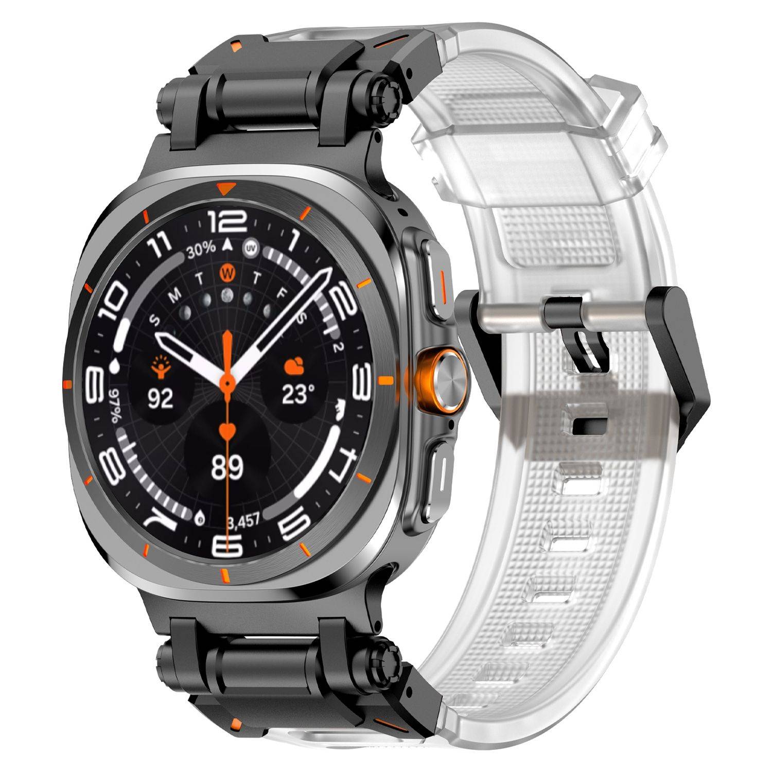 Für Samsung Galaxy Watch Ultra 47mm Silikon Armband mit Metall - Schnellverschluss Transparent