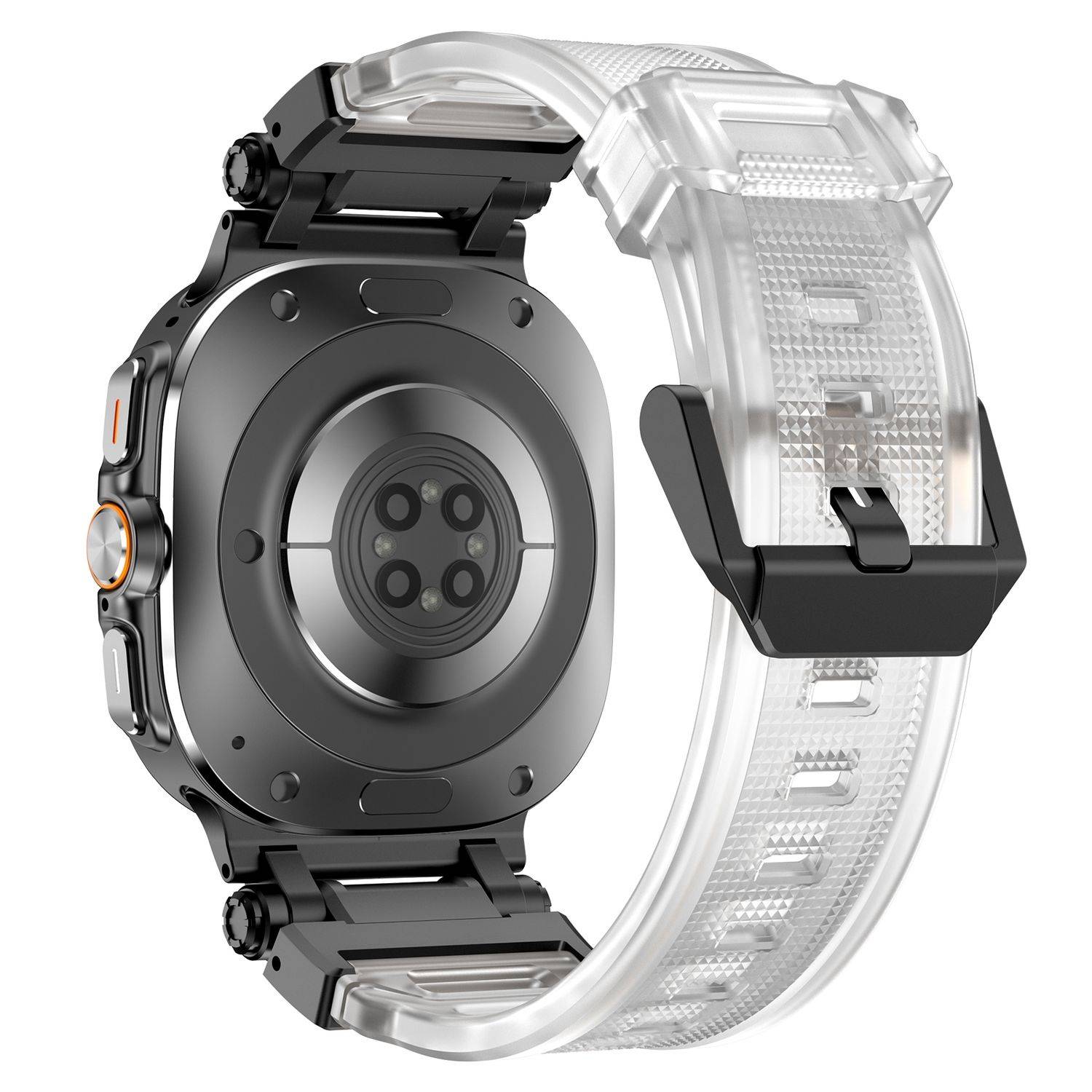 Für Samsung Galaxy Watch Ultra 47mm Silikon Armband mit Metall - Schnellverschluss Transparent