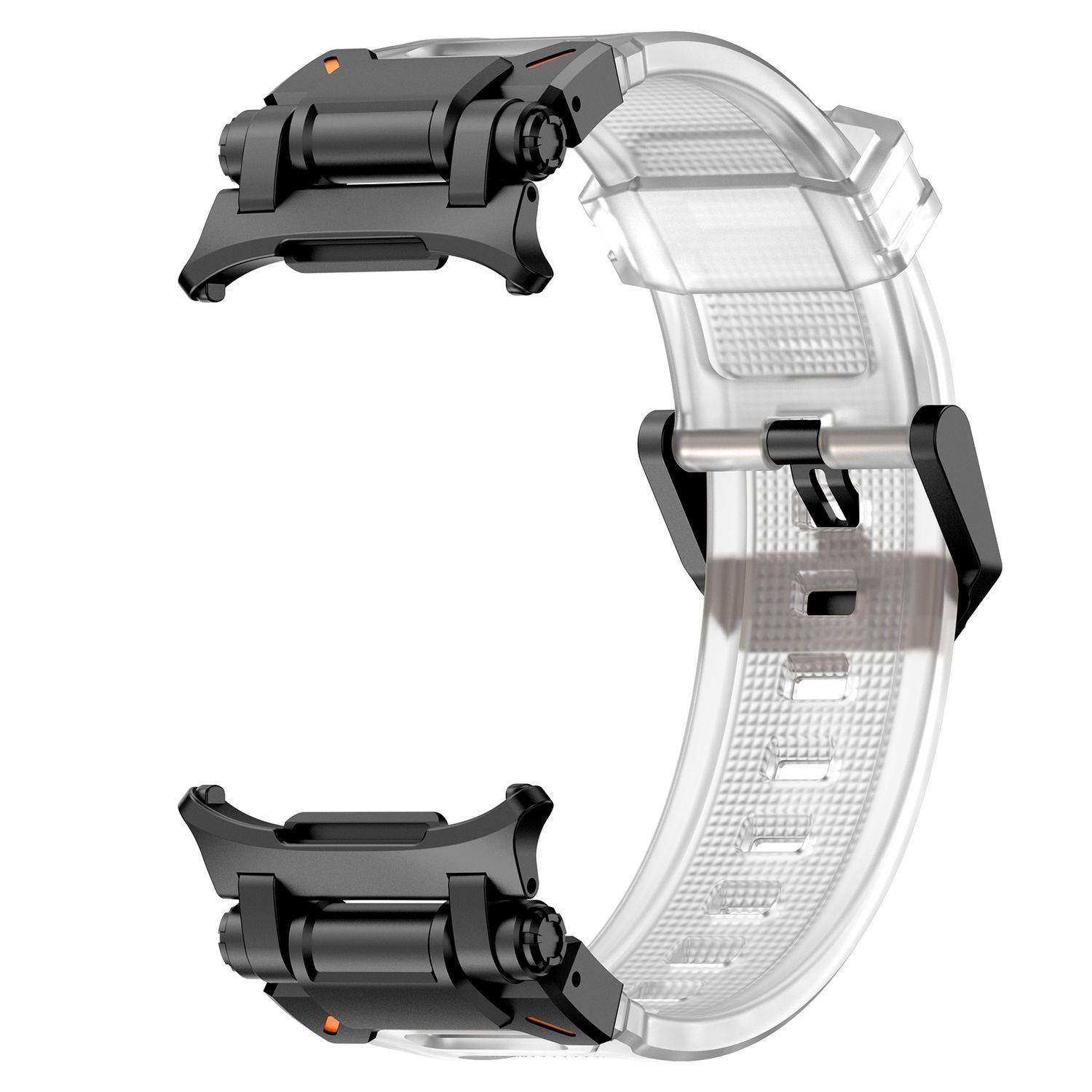 Für Samsung Galaxy Watch Ultra 47mm Silikon Armband mit Metall - Schnellverschluss Transparent