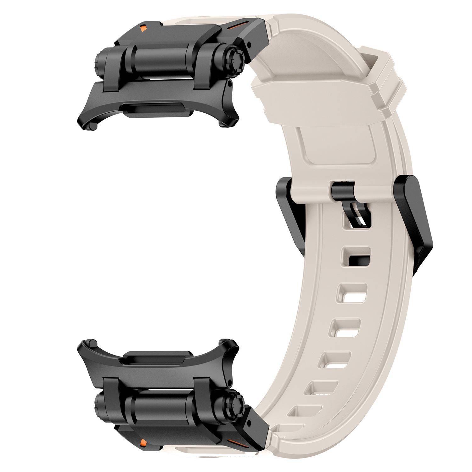 Für Samsung Galaxy Watch Ultra 47mm Silikon Armband mit Metall - Schnellverschluss Beige