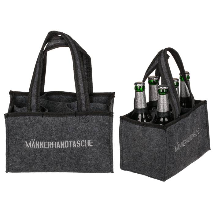 Flaschentasche aus Filz mit 6 Fächern "Männerhandtasche"