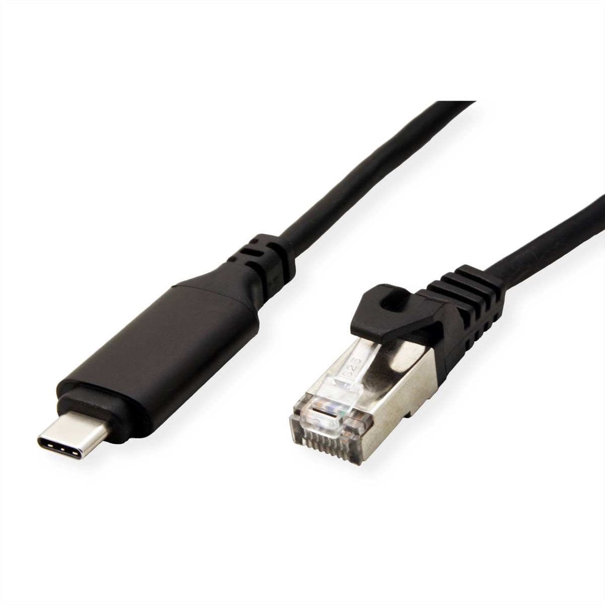 ROLINE USB 3.2 Gen 2 Typ C zu Gigabit Ethernet Konverterkabel, schwarz, 5 m, Mit diesem Kabelkonverter schließen Sie Ih