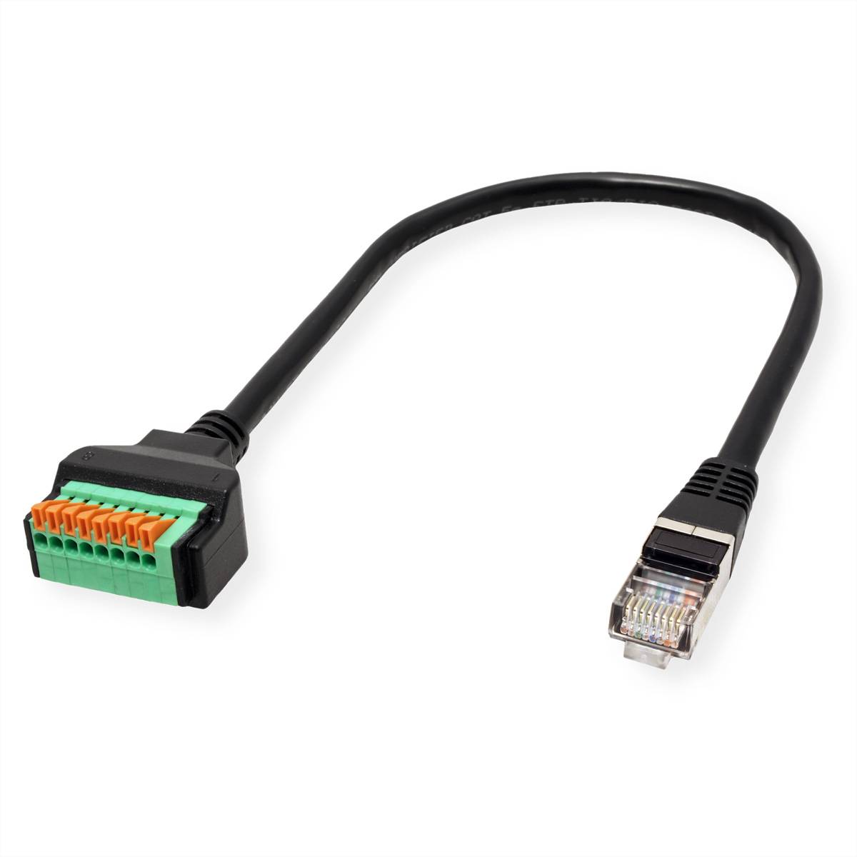 ROLINE Kabeladapter RJ45 Stecker zu Terminalblock, (Drucktasten), 30 cm