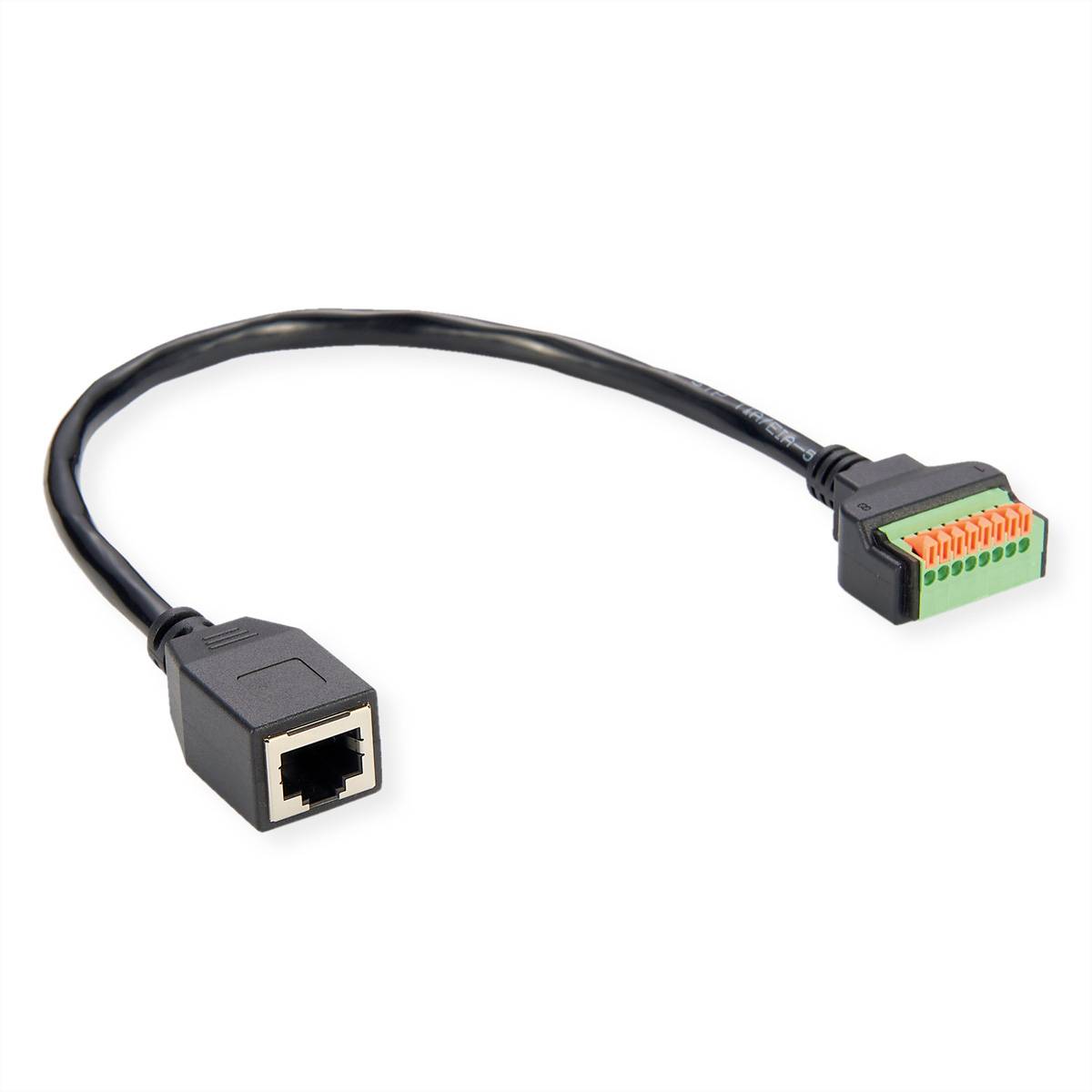 ROLINE Kabeladapter RJ45 Buchse zu Terminalblock, (Drucktasten), 30 cm