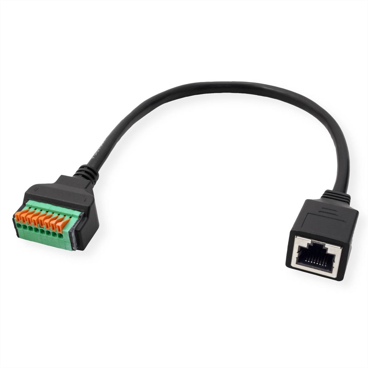 ROLINE Kabeladapter RJ45 Buchse zu Terminalblock, (Drucktasten), 30 cm