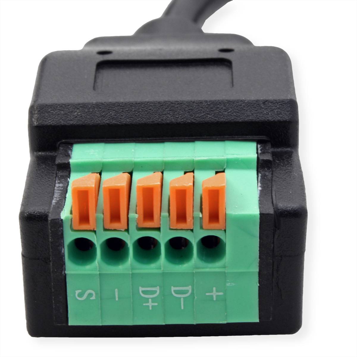 ROLINE Kabeladapter USB-Typ-C Stecker zu 5-Pin-Klemmleiste, (Drucktasten), 15 cm