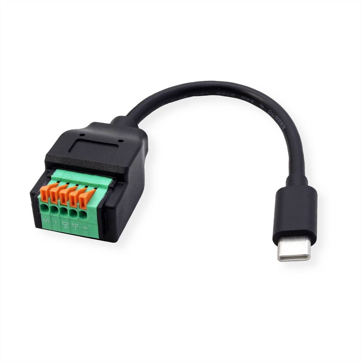ROLINE Kabeladapter USB-Typ-C Stecker zu 5-Pin-Klemmleiste, (Drucktasten), 15 cm