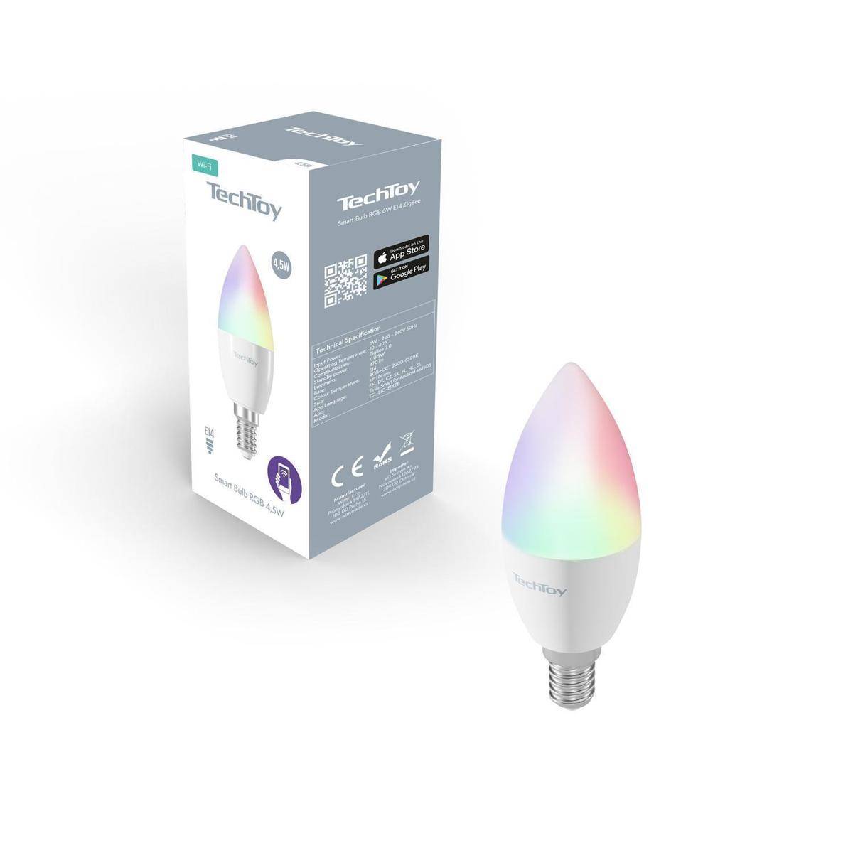 TSLLLIG-E14 - TechToy Smart Bulb RGB 4.5W E14 Wi-Fi