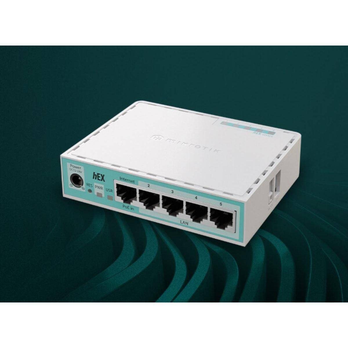 E50UG - hEX (Version 2024) mit Dual Core 950MHz CPU, 512MB RAM, 5 x Gigabit LAN Anschlüsse,